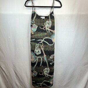 Urban Outfitters Maxi Slip Dress Black Blue Print‎ Small